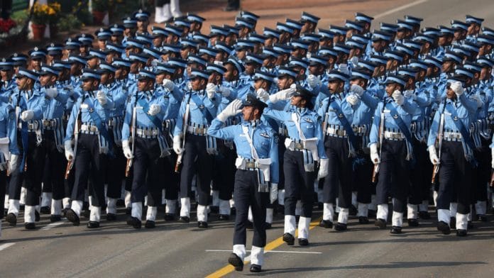 An Indian Air Force contingent marches along the Rajpath during the Republic Day parade in New Delhi | Photo: T.Narayan | Bloomberg