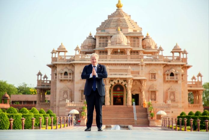 UK Prime Minister Boris Johnson visits Akshardham Temple