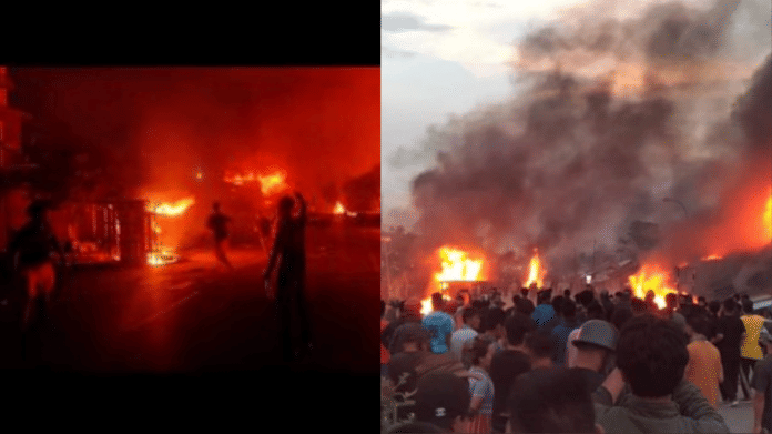 मणिपुर में आदिवासियों के आंदोलन के दौरान हिंसा भड़कने और आगजनी की तस्वीरें | ट्विटर @MangteC