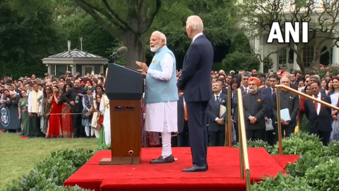 अमेरिकी राष्ट्रपति जो बाइडन के साथ व्हाइट हाउस में प्रधानमंत्री नरेंद्र मोदी | एएनआई
