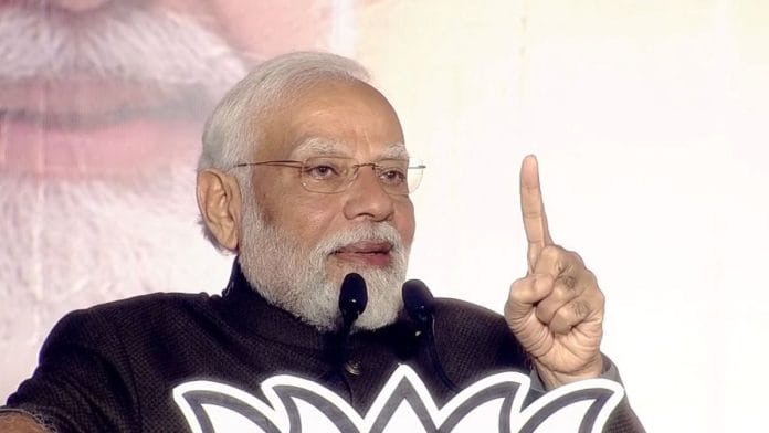 बीजेपी मुख्यालय से जनता को संबोधित करते हुए प्रधानमंत्री नरेंद्र मोदी | एक्स/@BJP4India