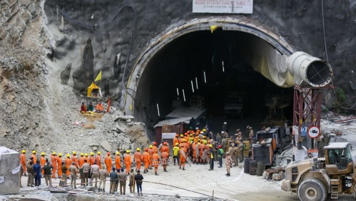 उत्तरकाशी की निर्माणाधीन सिल्क्यारा सुरंग | फोटो: सूरज सिंह बिष्ट/दिप्रिंट