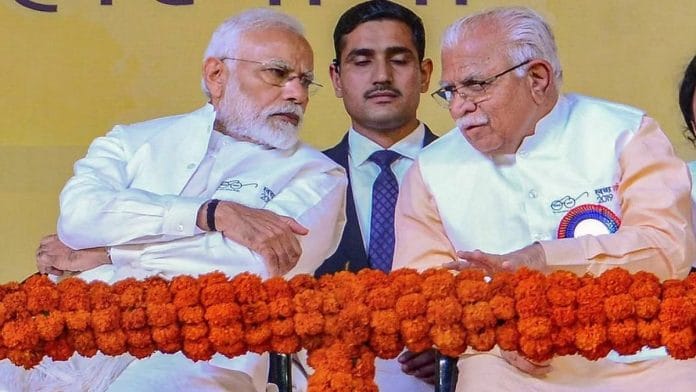 पीएम मोदी के साथ हरियाणा के मुख्यमंत्री मनोहर लाल खट्टर | पीटीआई