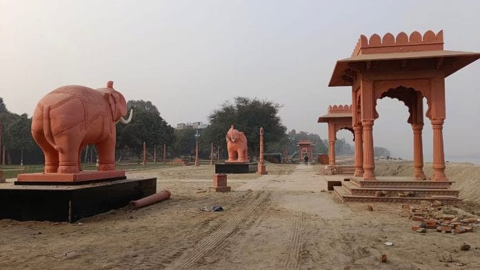 दिल्ली में यमुना का वासुदेव घाट | फोटो: अलमिना खातून/दिप्रिंट