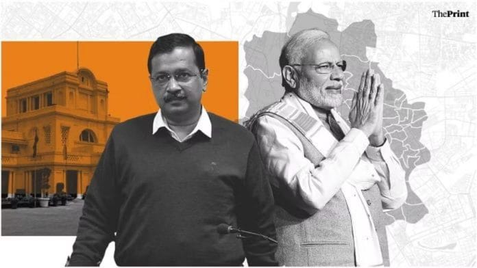 दिल्ली के मुख्यमंत्री अरविंद केजरीवाल (बाएं), भारत के प्रधानमंत्री नरेंद्र मोदी (दाएं) | फोटो: दिप्रिंट टीम