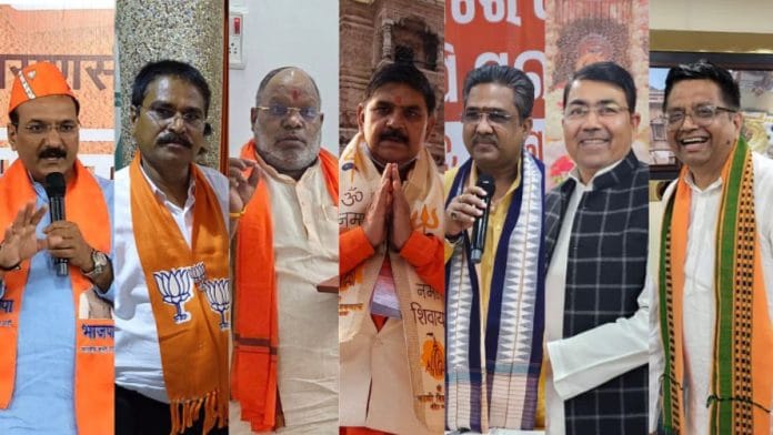 (बाएं से दाएं) सतीश द्विवेदी, जगदीश पटेल, हंसराज विश्वकर्मा, सुरेंद्र नारायण सिंह, सुनील बंसल, अश्विनी त्यागी और अरुण पाठक | फोटो: एक्स और फेसबुक