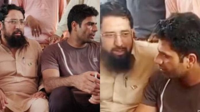 अरशद नदीम (दाएं) मोहम्मद हारिस डार (बाएं) के साथ | क्रेडिट: एक्स/@DilipGhoshBJP