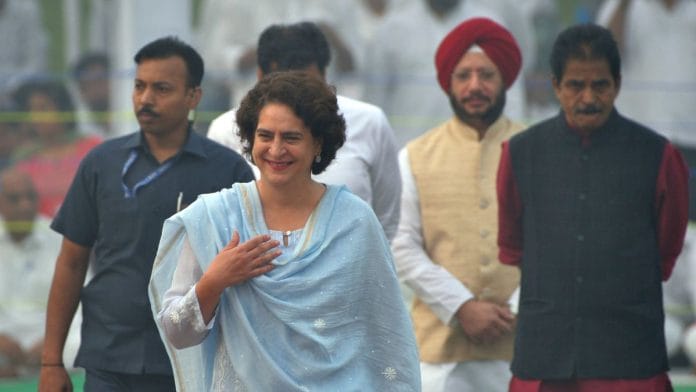 कांग्रेस महासचिव प्रियंका गांधी | फोटो: मनीषा मोंडल/दिप्रिंट