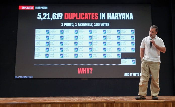 Rahul Gandhi addresses a press conference