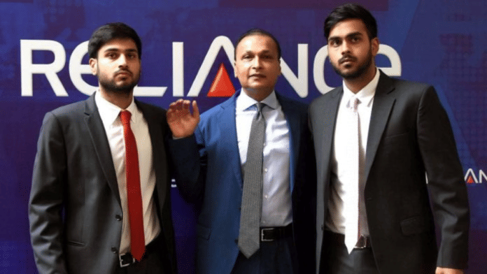 Reliance Group Chairman Anil Ambani (centre) with sons Jai Anmol (right) and Jai Anshul | ANI file photo